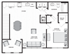 950 square foot 1 bedroom floor plan